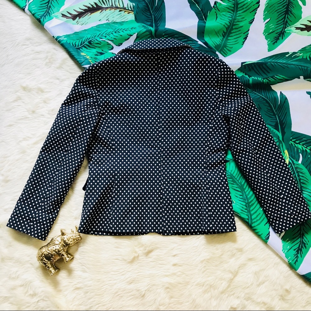 Ann Taylor Navy polka dot fitted blazer career - Picture 6 of 8